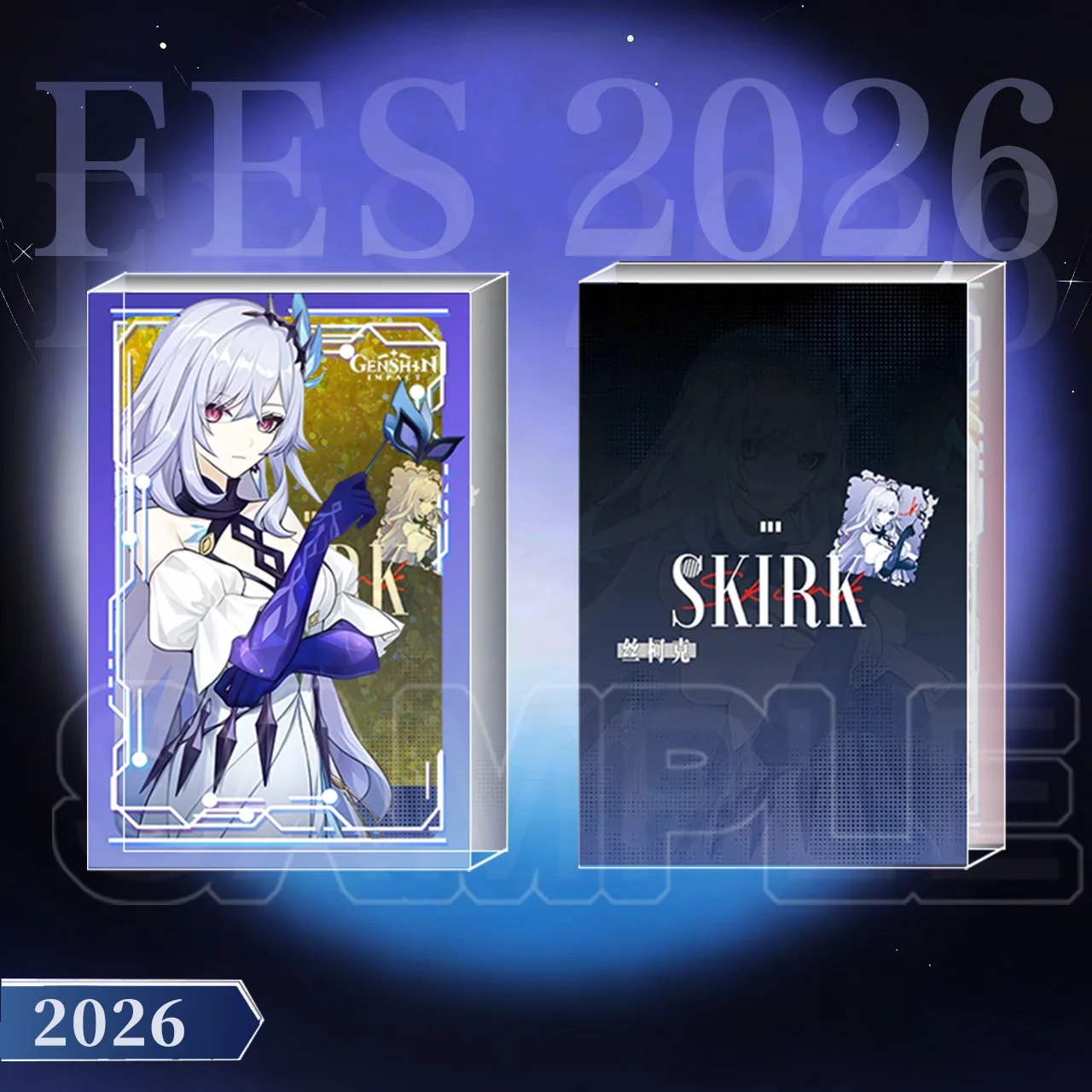 Game Yuanshen Skirk 2026 FES Peripheral 8pcs Set Double Flash Badge 16CM Large Acrylic Standee Keychain Genshin Impact