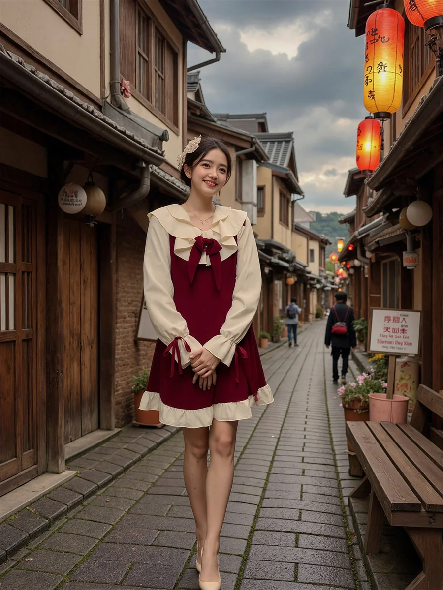 Women'S Dresses Young Lady Long Sleeve Regular Fit Preppy Style Junior Autumn Winter Cut Cute Cutout Cut-Out Cyber Daily Daisy