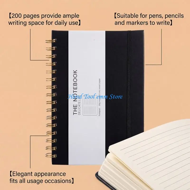 H37F Twin Coil Binding Notebook PU Leather Business Notepads Light Weight Journal For Daily Recording Note Taking Journaling