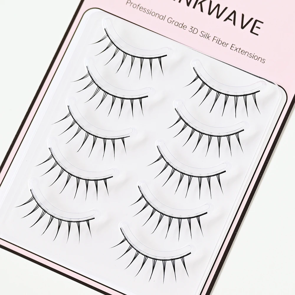 5 Pairs Japanese Mine Makeup False Eyelashes 8-10mm Length Black/Clear Band for Eye Makeup Accessories Natural false lashes