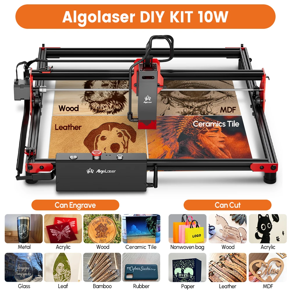 

Algolaser Laser Master 10W DIYKIT Engraver Cutter For Beginner 40*40 Table Woodworking CNC Engraving Cutting Machine Metal Glass