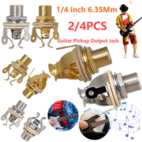 2Pcs 1/4 Inch 6.35Mm Guitar Pickup Output Jack Metal Guitar Stereo Socket Parts Guitar Mono Jack Socket for Electric Guitar Bass