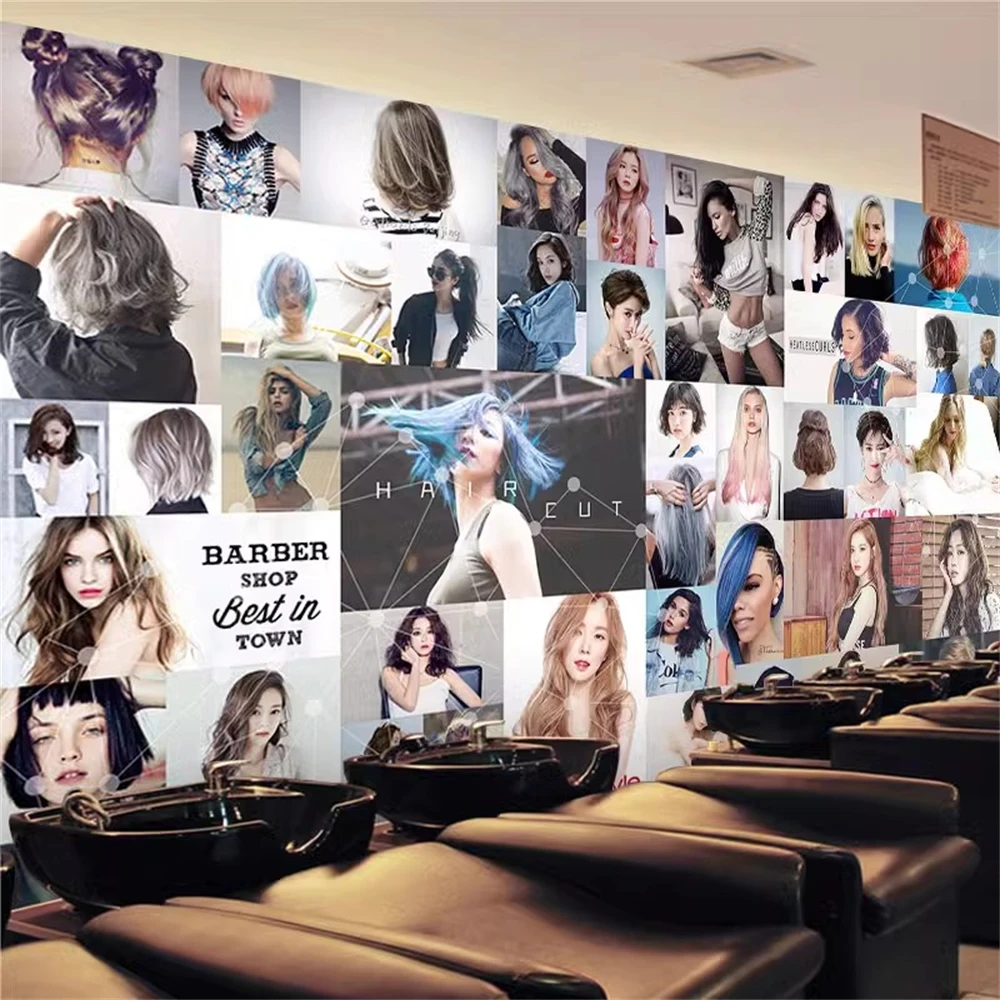 custom Papel De Parede 3D Barber shop decoration European Photo Murals Room Background Mural wallpaper for Wall Paper Stickers