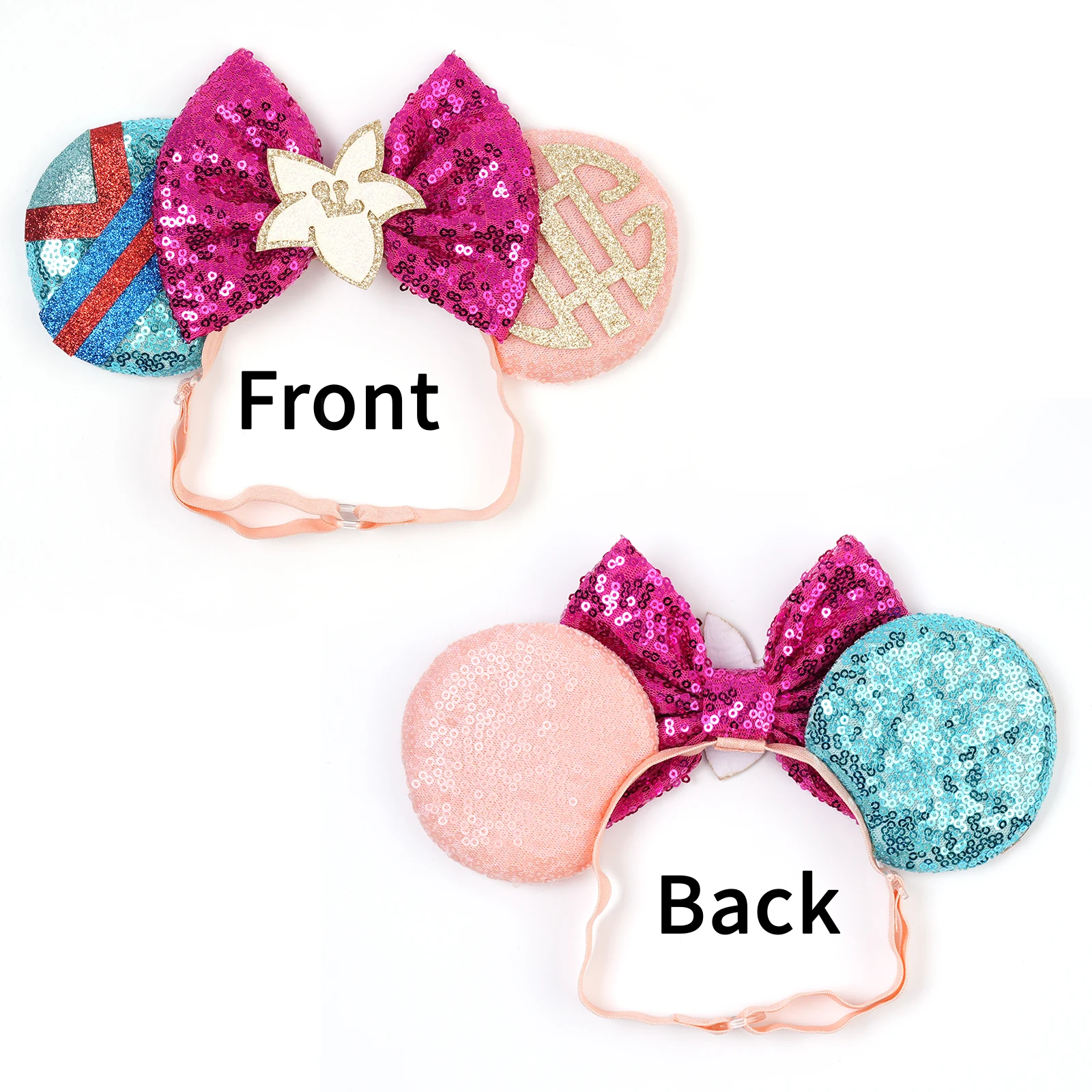 Mulan elastische Haarbänder für Mädchen, Cosplay, Cartoon-Kleidung, Ohren, Haarschmuck, Damen, Magnolienblüten, Pailletten, Schleife, Stirnband für Kinder – Detail 5