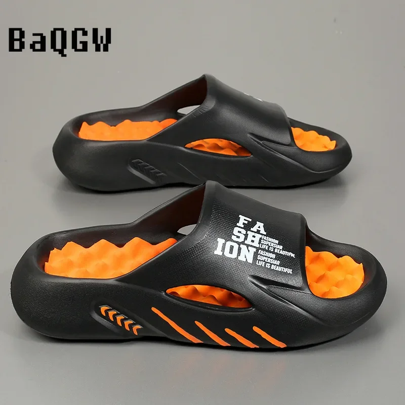 Summer Men Letter Print Slippers Sides Indoor Outdoor Sandals Beach Casual Shoes Soft Sole Slides Men Flip-flops Men's Sandals image 6
