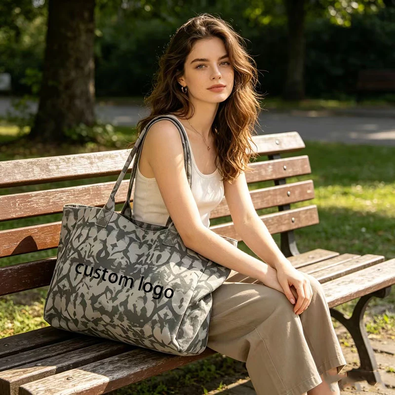 Custom Logo Casual Fitness Bag Yoga Bags for Woman Trend Large Capacity Shoulder Bag Ladies Tote Bags Canvas Student Bag Sports