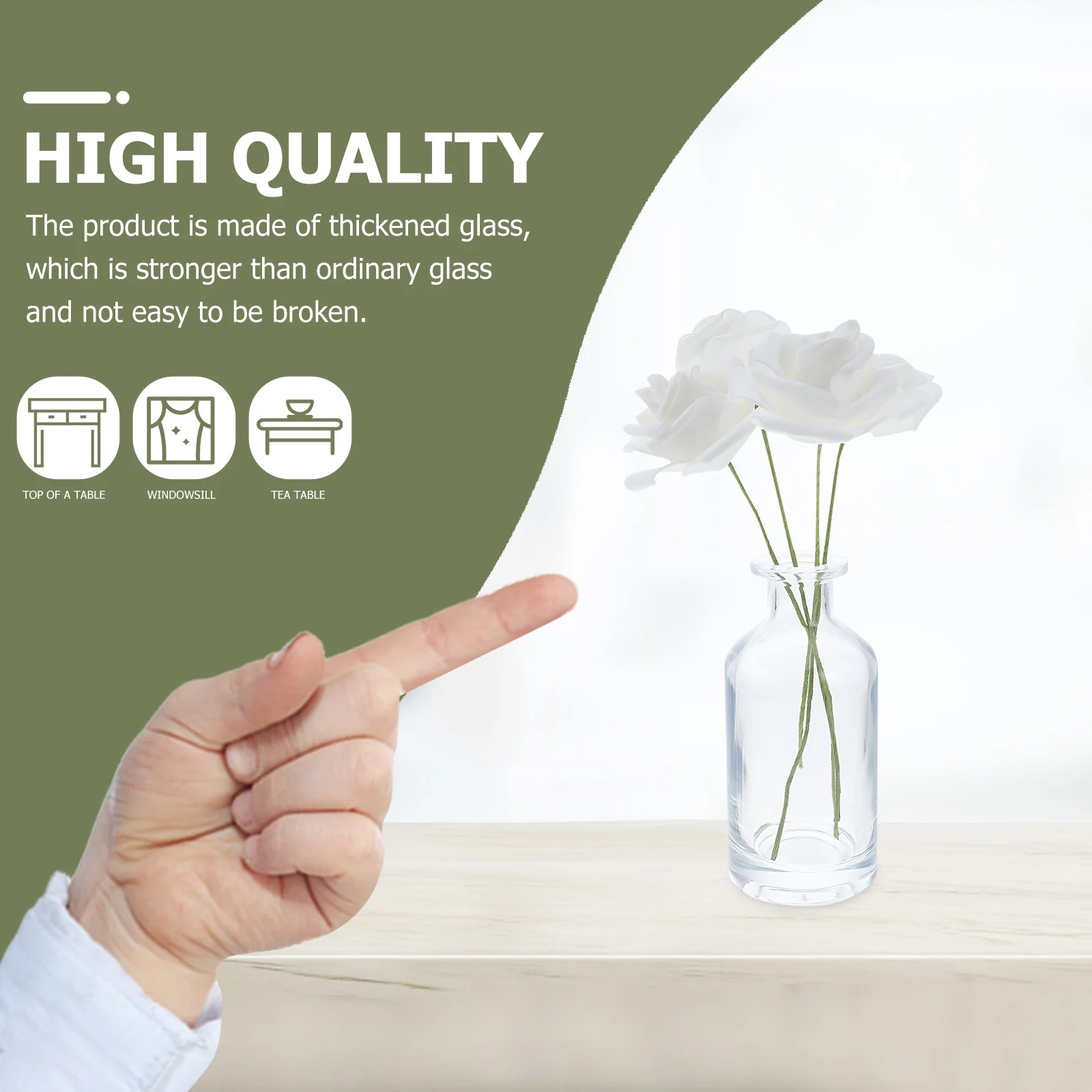 

2Pcs Creative Glass Flower Vases Hydroponic Transparent Decorative Small Flower Bottles for Home Office Living Room