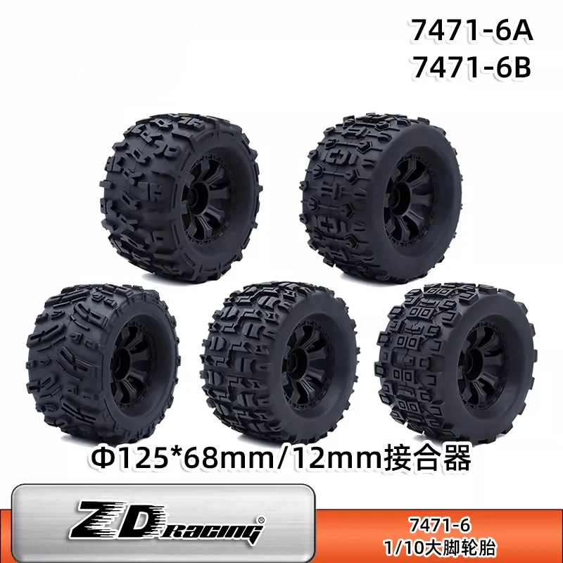 ZD Racing 1/10 RC Model Car Spare Parts All-terrain Tires 125*68mm Tires 7471A - 6A / 7471B - 6B