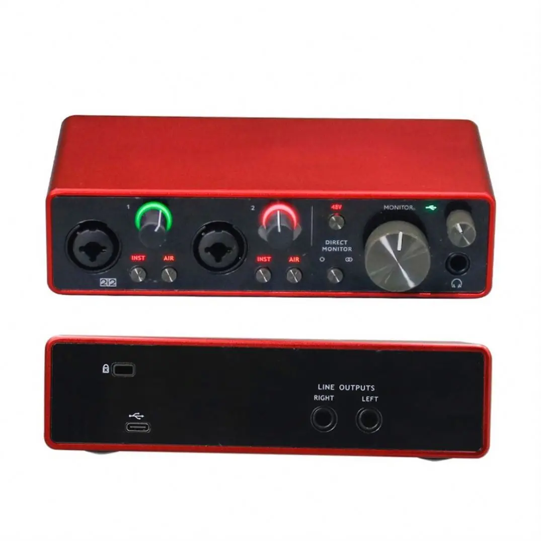 Wholesale price 48V usb record sound card microphone preamplifier studio recording mixer xlr audio interface