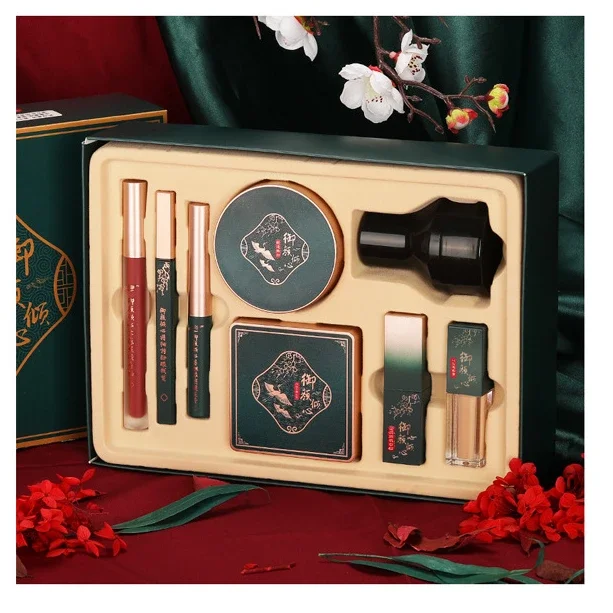 8 pezzi set di trucco natalizio confezione regalo vestito rossetto correttore ombretto tavolozza impostazione polvere maquiagem kit trucco cosmetico