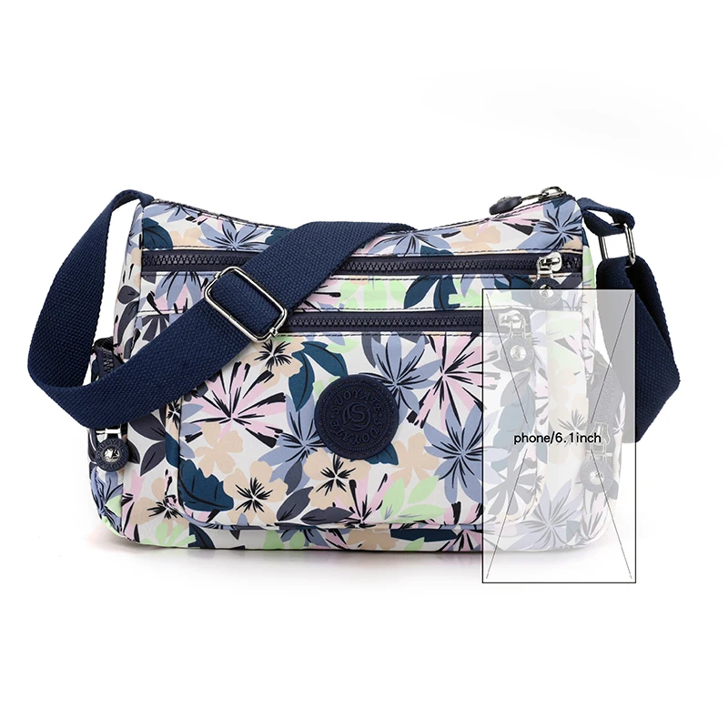 Hot sale product Multi-pocket Shoulder bag for Women Printing Female Messenger Bag Ladies Nylon Travel portable CrossBody Bag