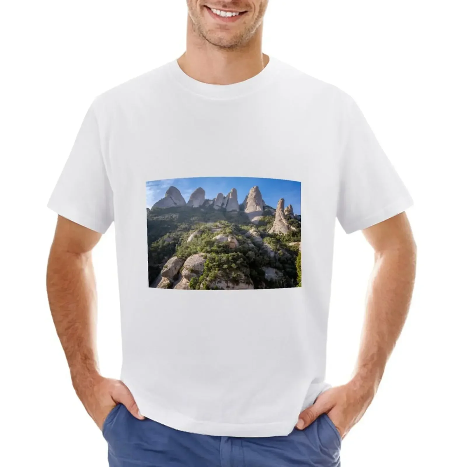 Rock Formations Montserrat Spain T-shirt for a boy Short sleeve tee heavyweights mens graphic t-shirts anime