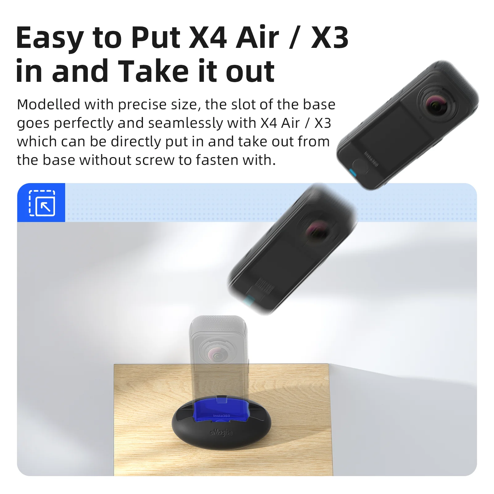 aMagisn Non-Slip Silicone Base for Insta360 X4 Air - Multi-Purpose Desktop & Car Mount for Insta 360 X3/X4 Air Accessories view 3