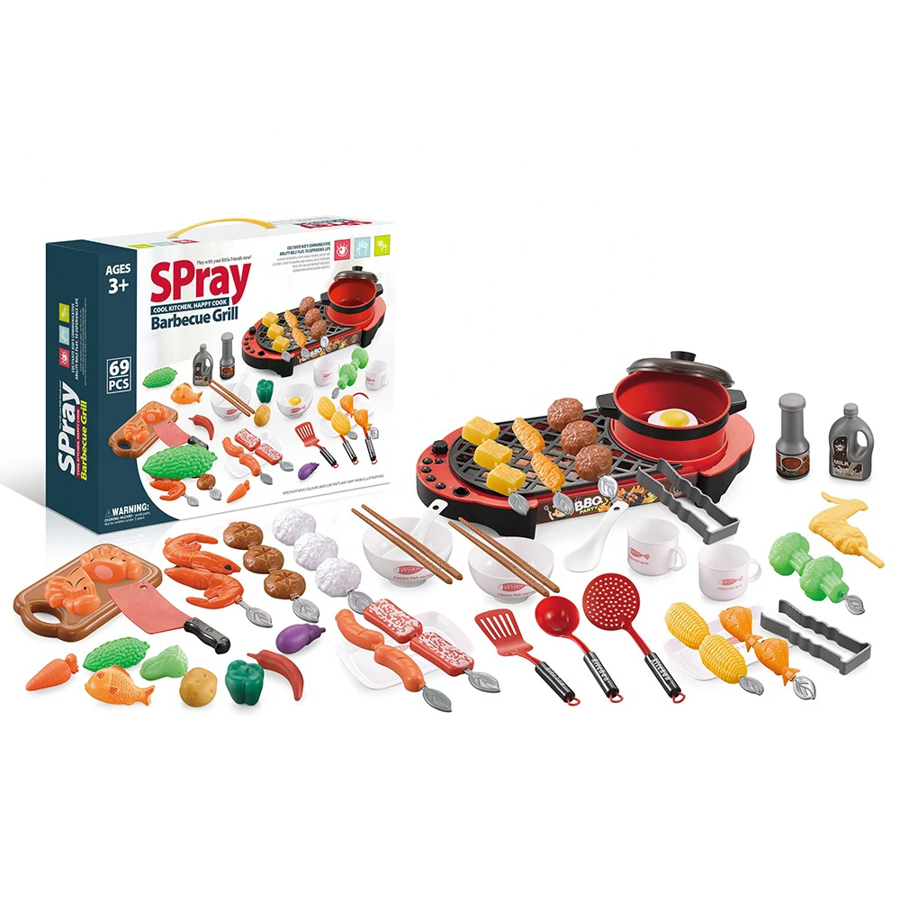 

Pretend Play Set Kitchen Set Food Play, BBQ Gaming Grill Plastic Cooking Barbecue Toy For Kids