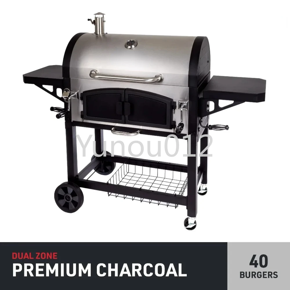 DGN576SNC-D Dual Chamber Stainless Steel Charcoal BBQ Grill