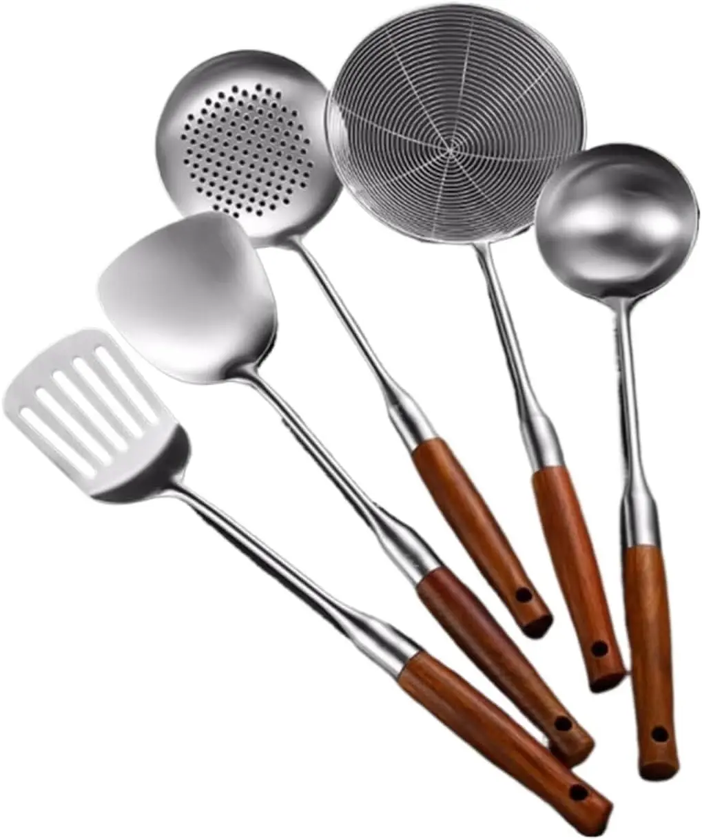 

Stainless Steel Cooking Spoons Spatulas Gadgets Utensils Kitchen Cookware Bakeware Tools 5 Pieces Sets