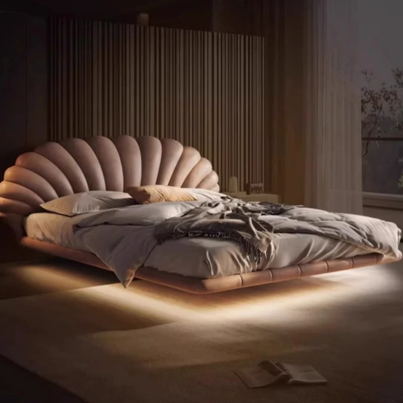 سرير بناتي موفر للمساحة، أرضية تخزين على شكل قلعة، كلب بشري، سرير تدليك فاخر للنوم الحديث، أثاث كوين مزدوج موبليس عصري #3