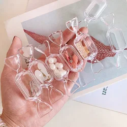 Portable Cute Teen Girls Transparent Candy Shape MakeUp Storage Box Mini Earrings Jewelry Bag Travel Storage Container Organizer