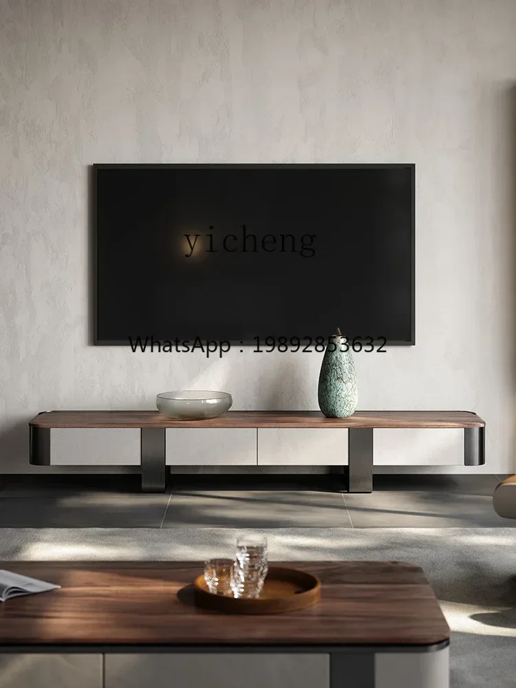 

Modern Light Luxury TV Cabinet Minimalist TV Cabinet Coffee Table Combination North American Walnut TV Cabinet