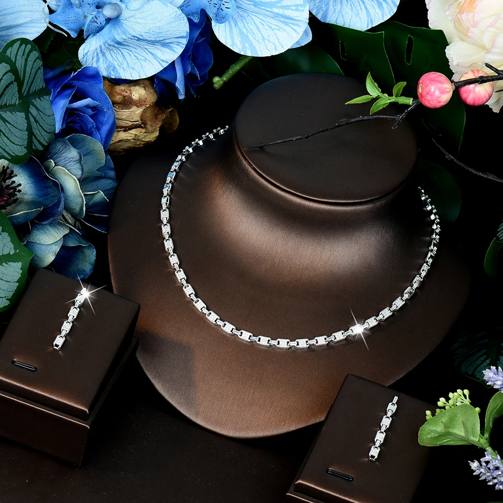 HIBRIDE Light Luxury Middle Eastern Everyday Unisex Accessories Necklace and Earrings Jewelry Set Women's Prom Travel Gift S1278