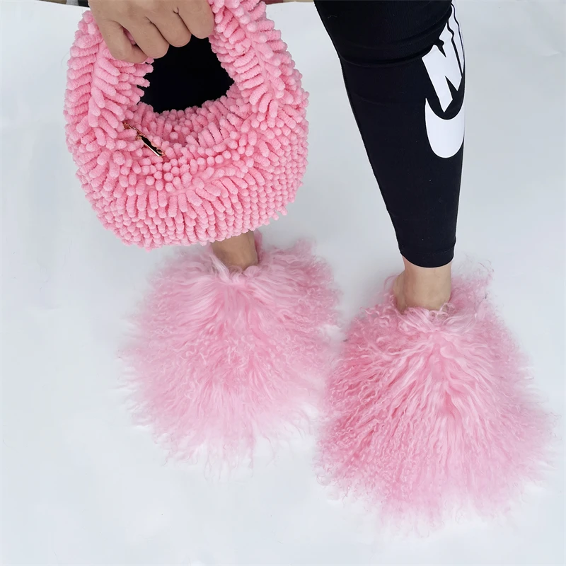 

New Fashion Mongolia Sheep Fur Fur Slippers
