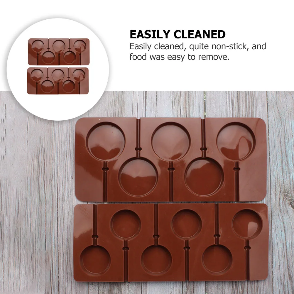 

2PCS Silicone Molds Baking Chocolate Lollipop Round Shaped Non Stick Easy Clean Oven Microwave Refrigerator Kitchen Bar