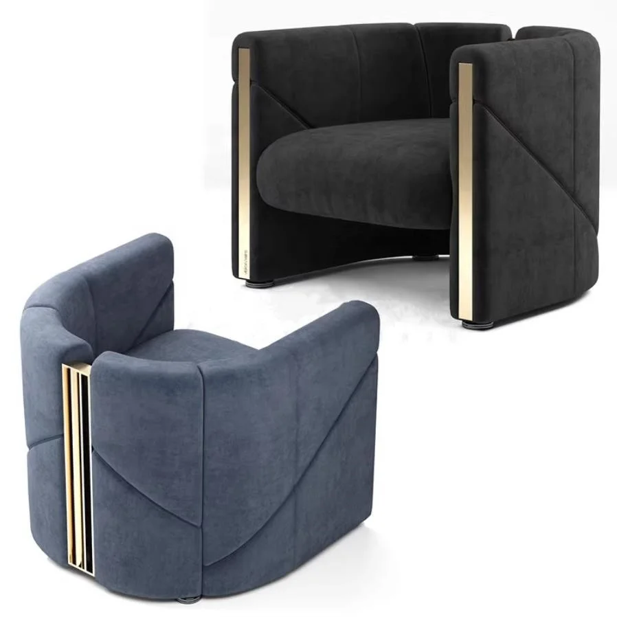 

Golden Frame Luxury Hotel Reception Hall Chair Furniture Italian Semicircle Coffee Chair Modern Design Living Room Chair