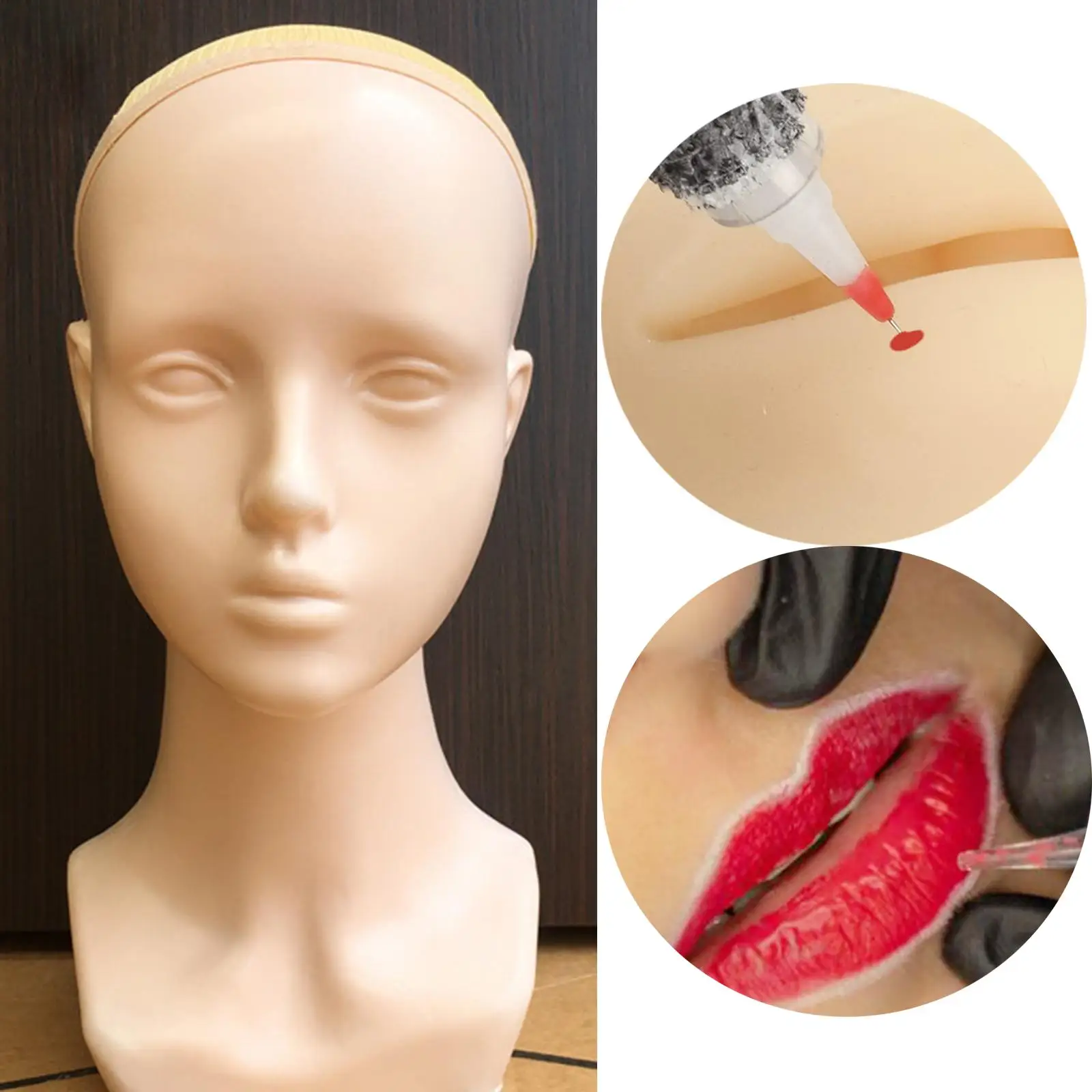 Bald Head Wig Hat Display Makeup Practice Manikin Head Bust Female Dolls Long Neck Head Model