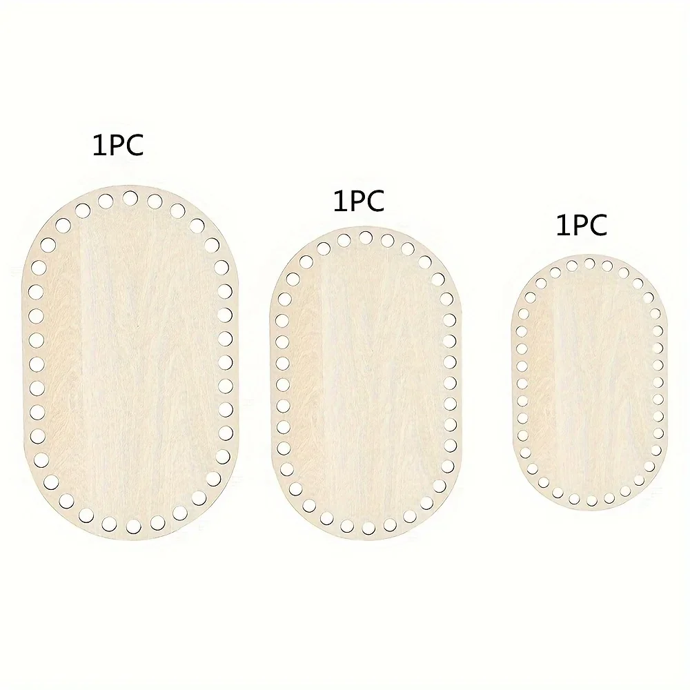 

3PCS DIY Basket Weaving Kit - Solid Wood Oval Bases for Crochet & Handmade Craft Baskets