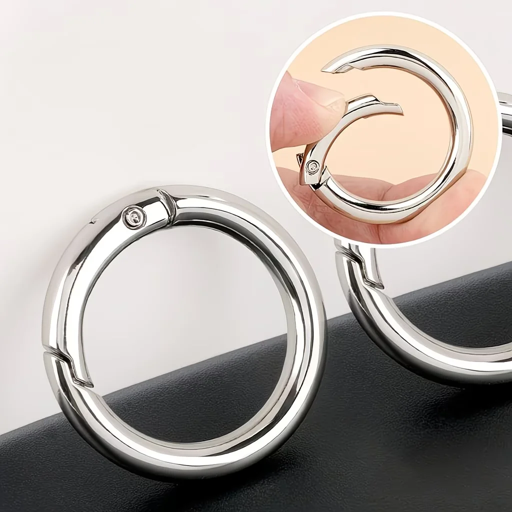 (32 mm) Spring-Loaded Metal O-Rings, Round Clips, Replacement Rings for Wallets, Keychains, Lanyards, Pet Collars & DIY Craft