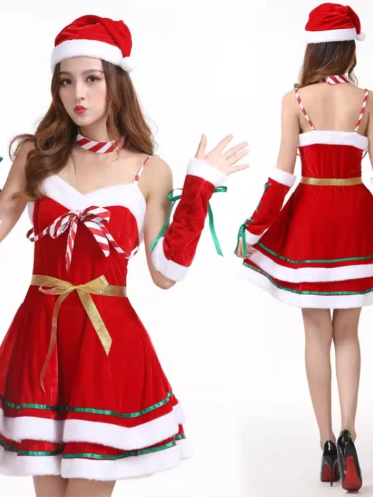 Customized Santa Claus clothes adult female bar party sexy performance costume nightclub performance costume Christmas dress ski