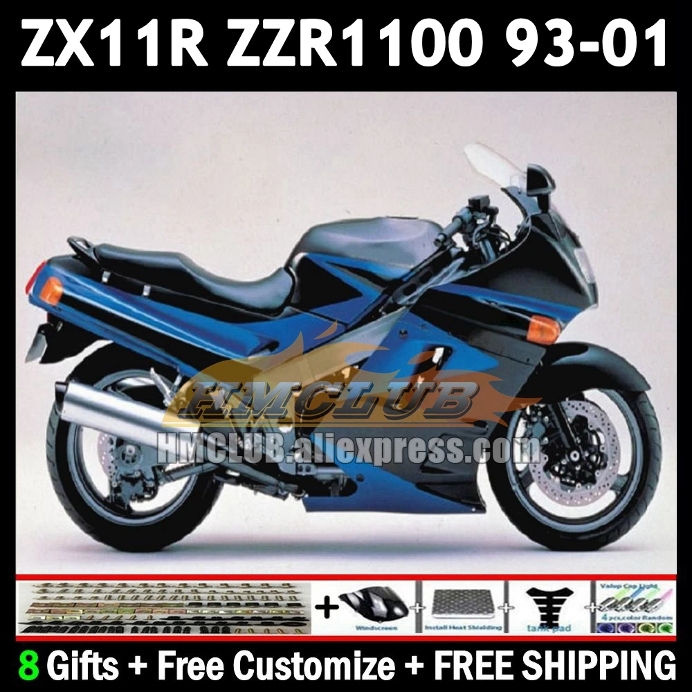 ZX11 For KAWASAKI NINJA ZX-11R ZZR 1100 ZX 11 11R 174No.29 ZZR1100 ZX11R 93 94 95 96 97 1998 blue black 1999 2000 2001 Fairing