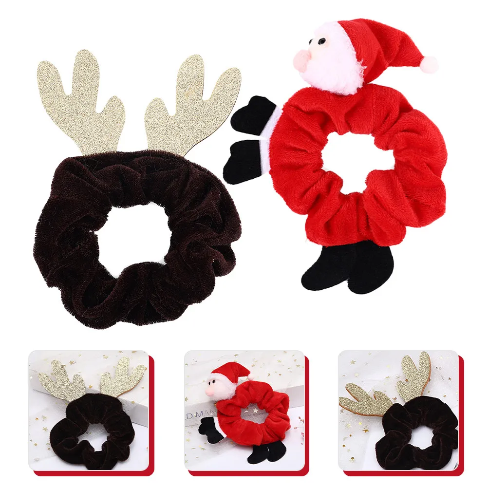 

2Pcs Christmas Hair Scrunchies Bright Color Fade Resistant Exquisite Workmanship Big Scrunchies for Women Christmas Hairstyle