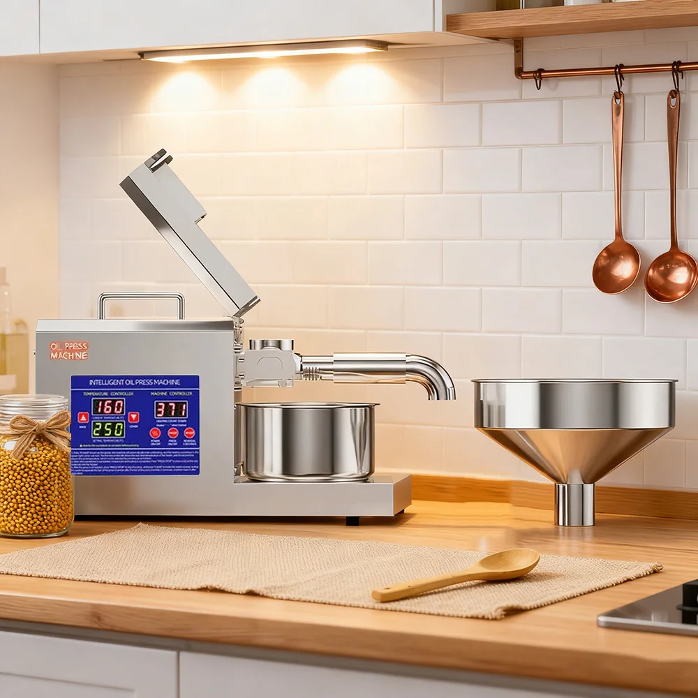ماكينة عصر الزيت الباردة الأوتوماتيكية للاستخدام المنزلي مستخرج الزيت لبذور عباد الشمس والزيتون وجوز الهند والفول السوداني جهاز ضغط زيت العصارة