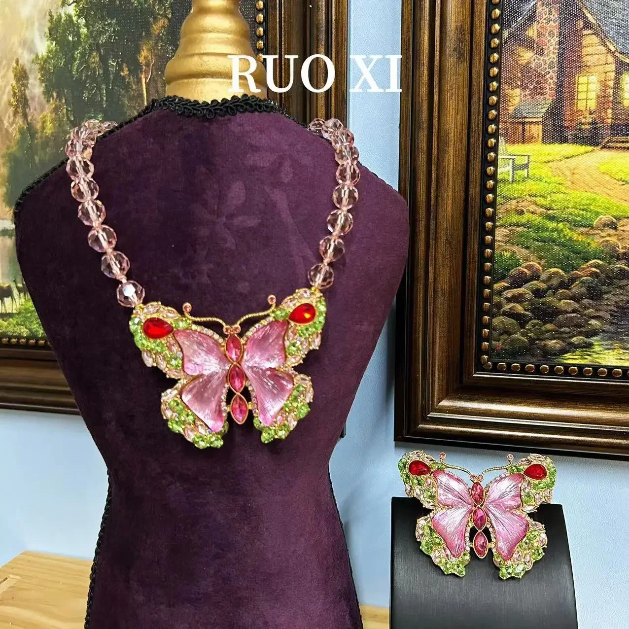 

Qingdao Mid-Ancient Vintage Summer Versatile Multi-Color Butterfly Light Luxury Sweet Beauty Fairy Floating Standard Brooch