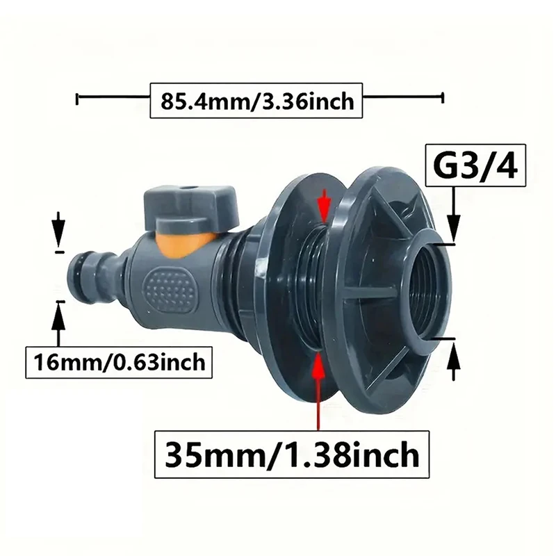 Garden Irrigation Pipe Connection Maintenance Coupling Water Tank Connector Six Points With Switch Valve Connector