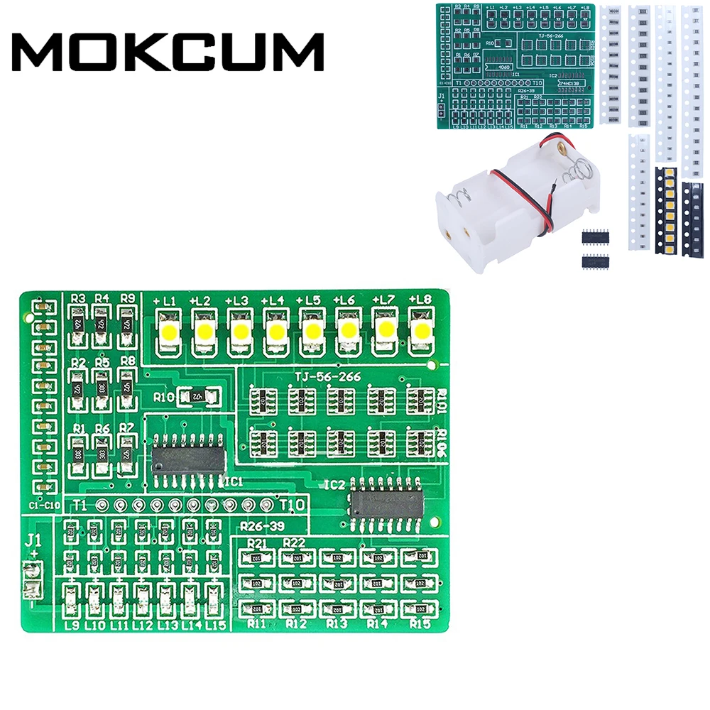 

15Bit RGB LED Flashing Analog Circuit DIY Electronic Soldering Practice Kit SMD Component Welding Practice Board DC 5V-6V