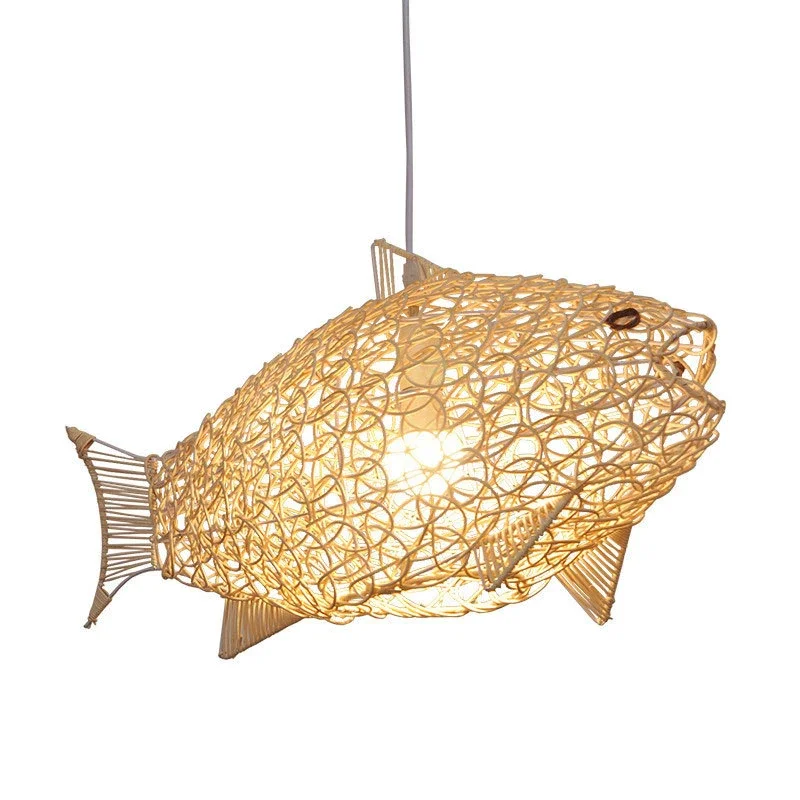 Nordic Modern Pendant Lights Creative Fish Art Bamboo Light Fixture LED Living Room Decor Hanging Lamps Kitchen Restaurant Light