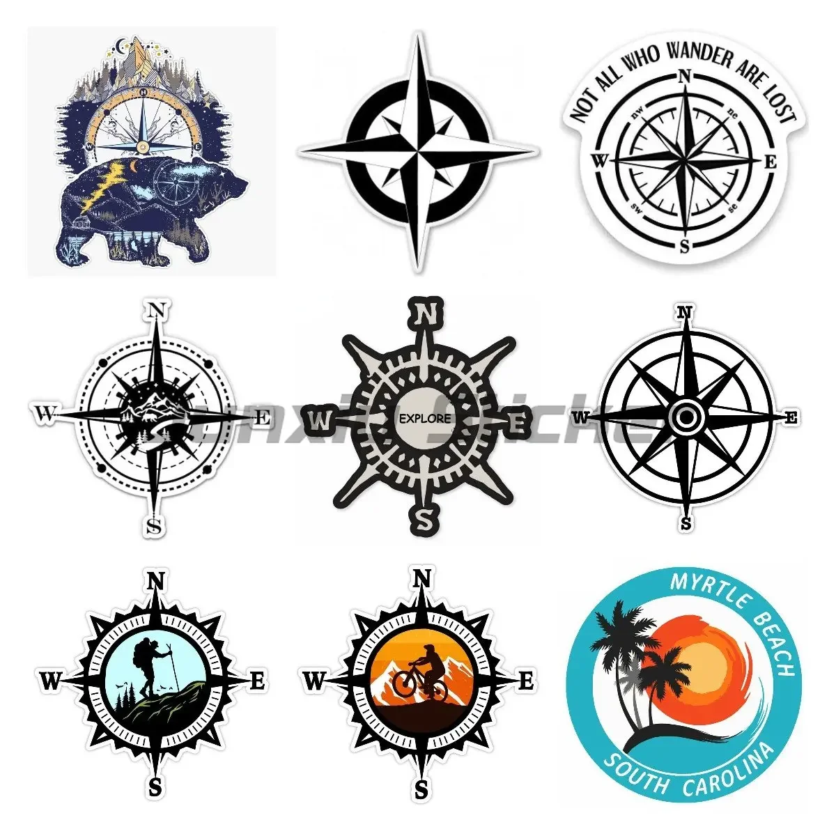 

Funny Nautical Theme Compass PVC Motorcycle Car Sticker for Auto Motocross Racing Laptop Helmet Trunk Vinyl Waterproof Decal