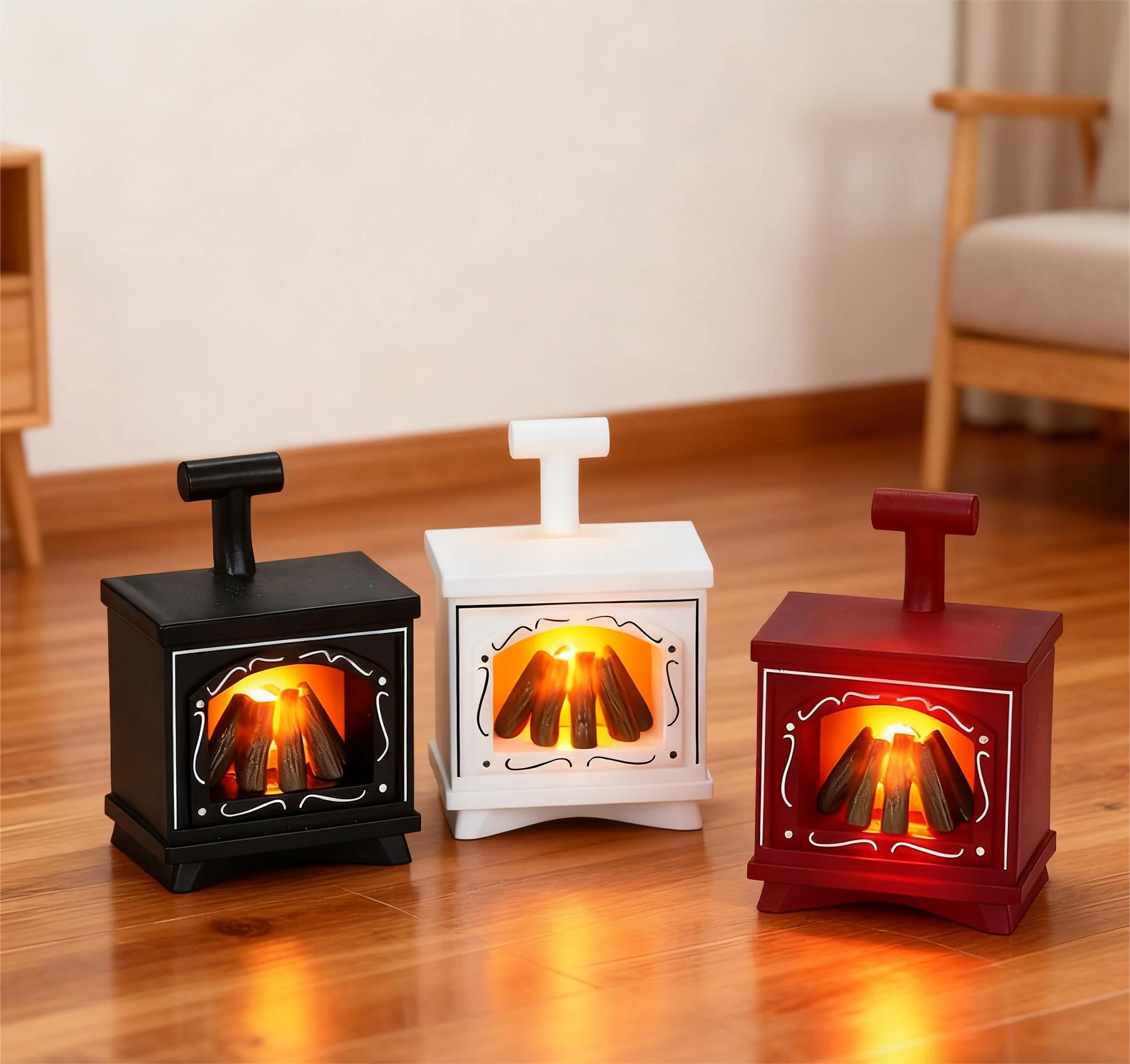 Christmas Mini Fireplace Night Light for Tabletop Decoration for Halloween Ramadan Birthdays Parties