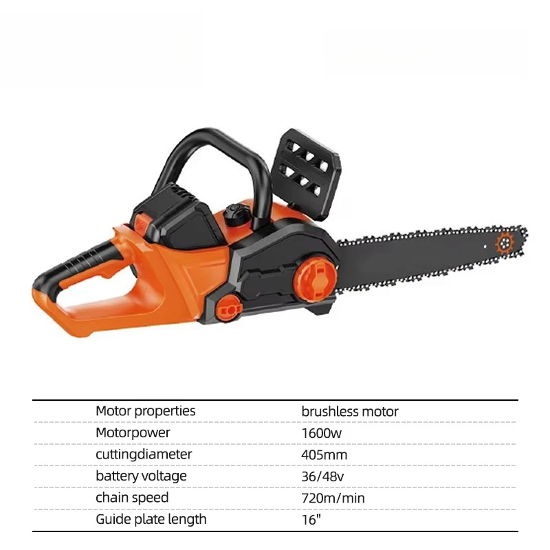1600w Brushless Motor Power Chainsaw Handheld Wood Cutter for Tree Felling 36/48v Electric Chainsaw for Wood Cutting