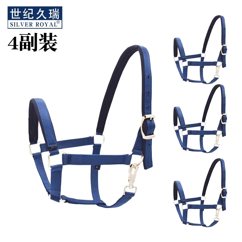 equestrian-halter-nylon-horse-halters-textile-halter-blue-four-piece-halters-set