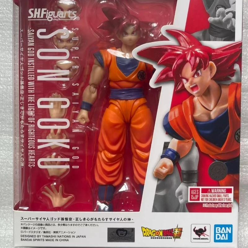 

In Stock Bandai SHF Dragon Ball Super Saiyan God Son Goku (Red Hair) Action Figure Collectible Gift for Boys