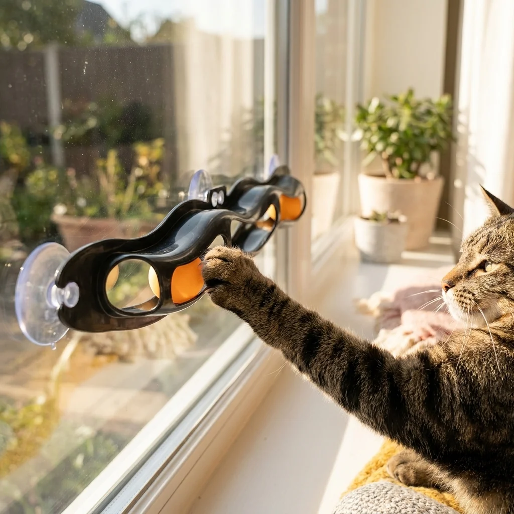 Katzen-Trackspielzeug für Fenster, Wandmontage mit Saugnapf, Wellenform, Interaktiver Spaß, Langeweile-Bekämpfung, Bewegung für Katzen und Kätzchen im Innenbereich