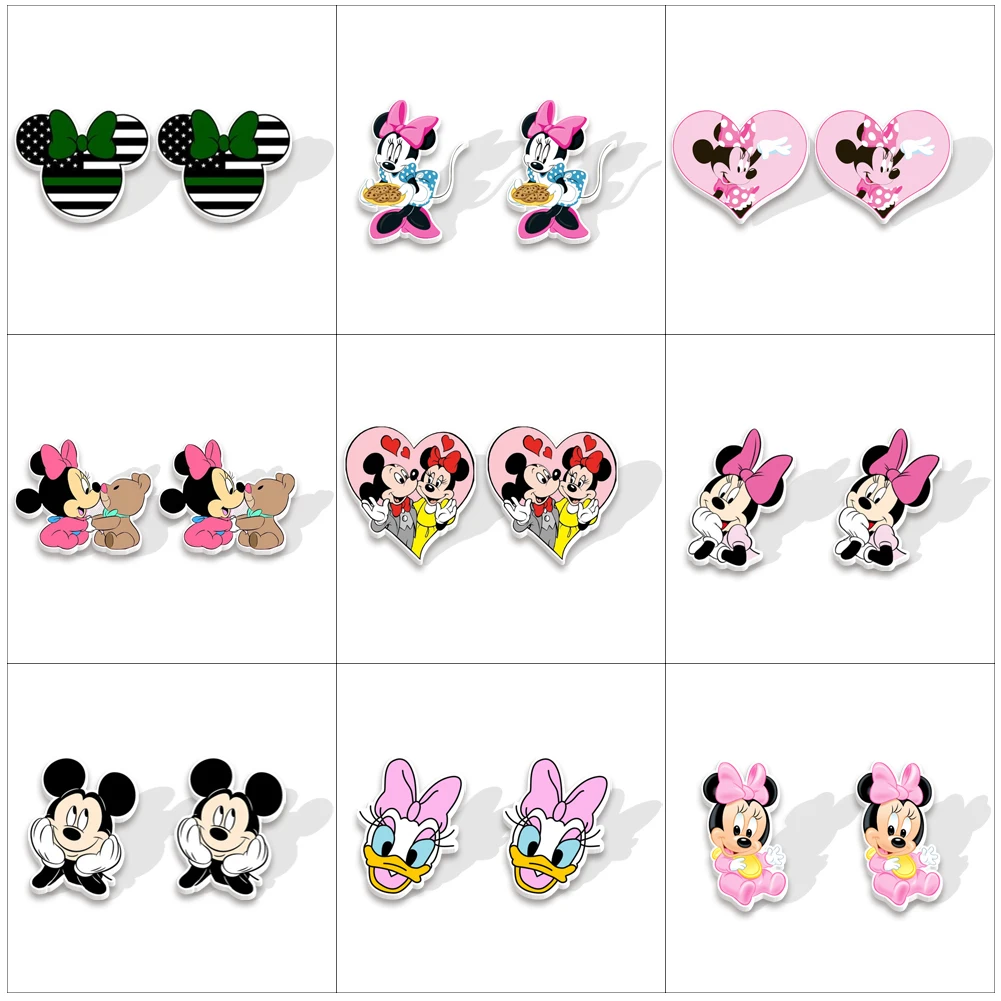 

W Disney Acrylic Stud Earrings Resin Cartoon Charms for Earrings Girls Gift Jewelry Accessories