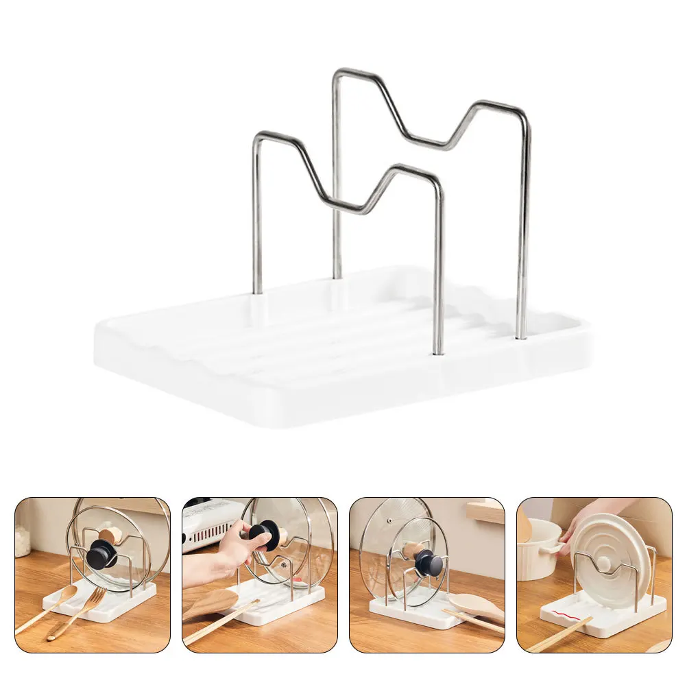 

Pot Lid Organizer Spoon Rest Stainless Steel Kitchen Pan Lid Rack Cooking Utensil Holder Pan Cover Storage Rack Cutting Board