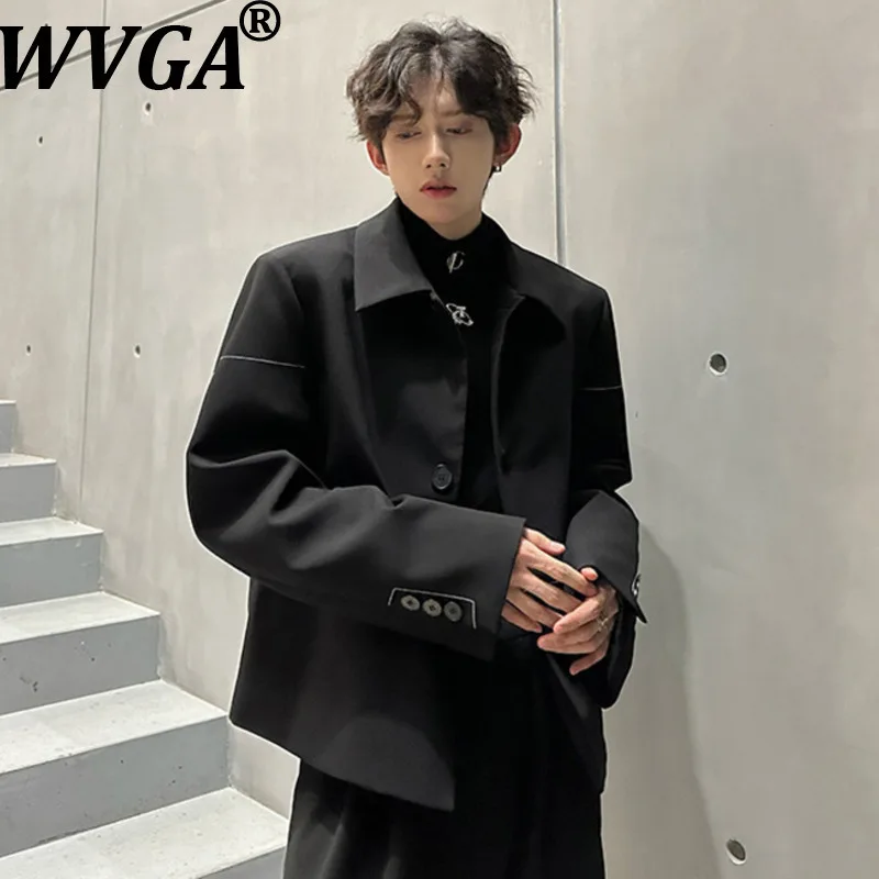 

WVGA весенне-осенний новый мужской пиджак с подкладкой на плечах, нишевые шикарные повседневные пиджаки в корейском стиле с отложным воротником, Ins W15016