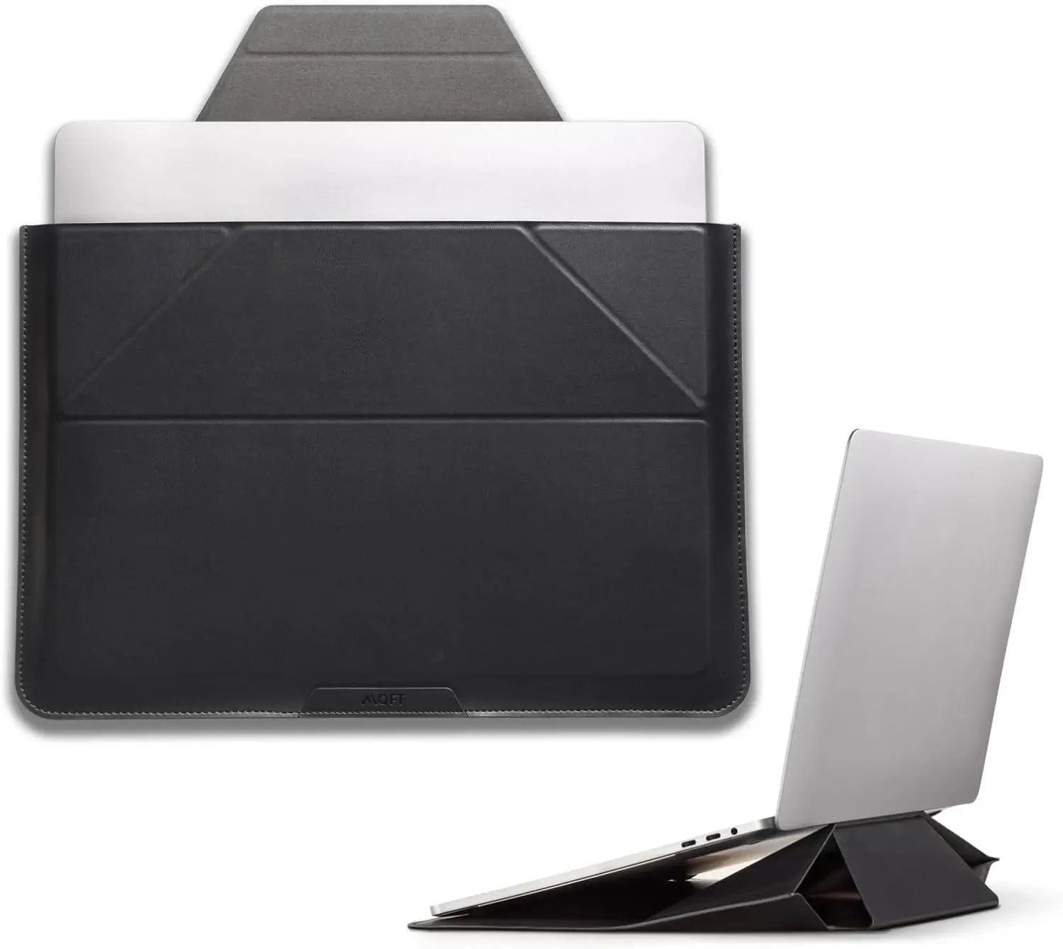 

2-in-1 Laptop Sleeve & Stand for 15" MacBook Air, Dell, HP, Lenovo, Asus - Slim Expandable Storage Bag in Night Black