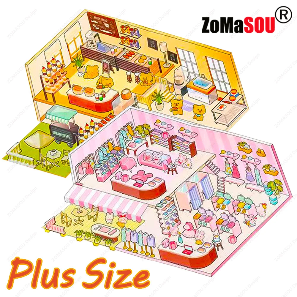 Neue Plus Size Tier Pixel Welt 3D Landschaft Aufkleber DIY Szene Kabine Aufkleber Stapeln und Einfügen Geburtstagsgeschenk für Kind Kind