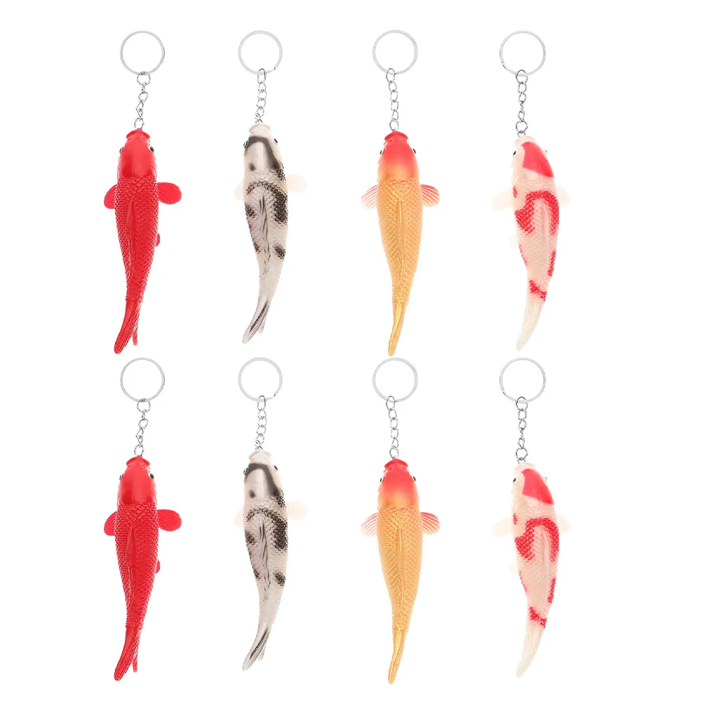 

8Pcs Children Keychain Koi Fish Lifelike Colorful Design Party Bag Filler Small Hanging Ornament for Keys Handbags Decoration